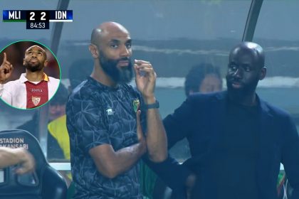 Legenda Sevilla Frederic Kanoute bersama pelatih Mali U23 Fousseni Diawara