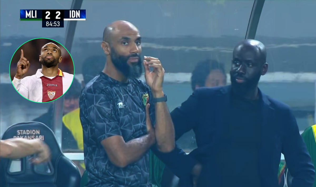 Legenda Sevilla Frederic Kanoute bersama pelatih Mali U23 Fousseni Diawara